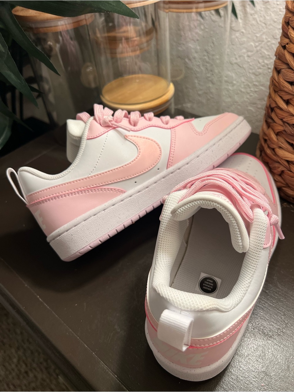 NIB Nike Court Borough Low Pink & White sneakers Women 6.5/7 - Picture 4 of 6